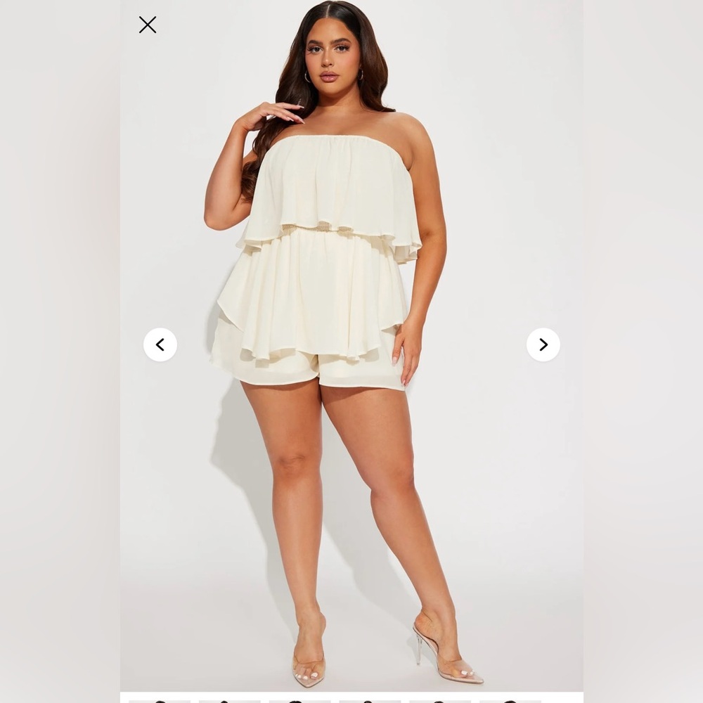 Elegant Cream Strapless Romper